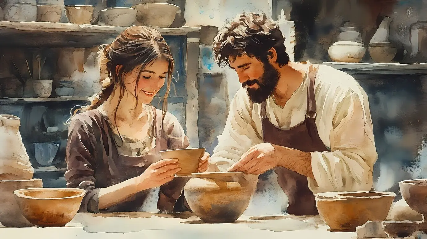 Акварельная иллюстрация керамики